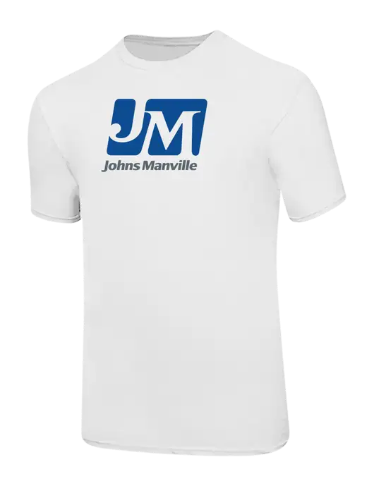 Ring Spun White 4.5 oz T-Shirt w/Johns Manville Logo