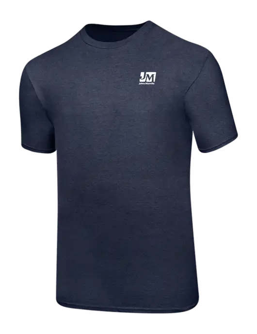 Ring Spun Heather Navy 4.5 oz T-Shirt w/Johns Manville Logo