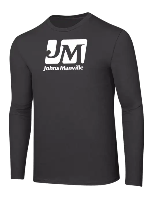 Ring Spun Charcoal 4.5 oz Long Sleeve T-Shirt w/Johns Manville Logo