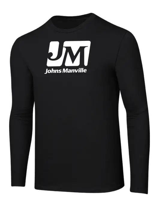 Ring Spun Jet Black 4.5 oz Long Sleeve T-Shirt w/Johns Manville Logo