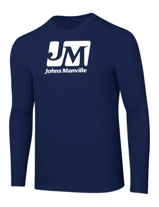 Ring Spun Navy 4.5 oz Long Sleeve T-Shirt w/Johns Manville Logo