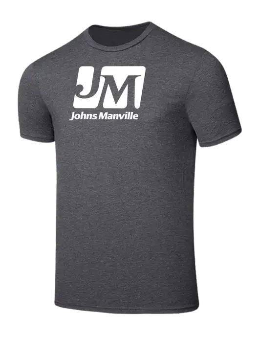 Seriously Soft Heathered Charcoal T-Shirt w/Johns Manville Logo