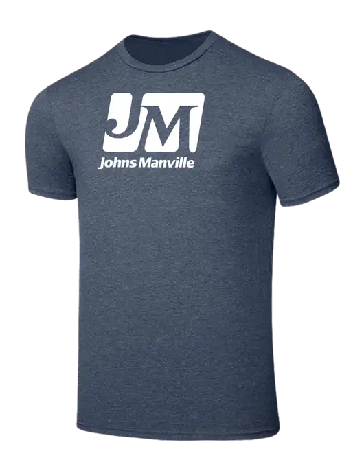 Seriously Soft Heathered Navy T-Shirt w/Johns Manville Logo