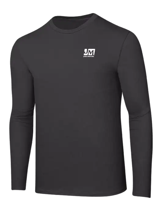 Ring Spun Charcoal 4.5 oz Long Sleeve T-Shirt w/Johns Manville Logo