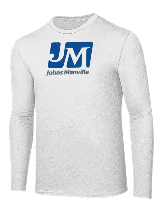 Ring Spun White 4.5 oz Long Sleeve T-Shirt w/Johns Manville Logo