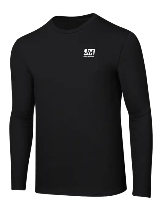 Ring Spun Jet Black 4.5 oz Long Sleeve T-Shirt w/Johns Manville Logo