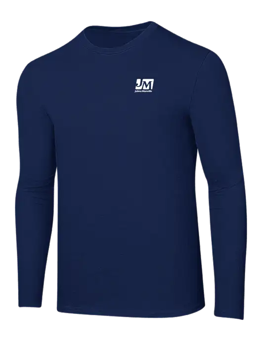 Ring Spun Navy 4.5 oz Long Sleeve T-Shirt w/Johns Manville Logo