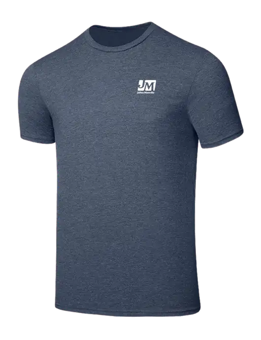 Seriously Soft Heathered Navy T-Shirt w/Johns Manville Logo