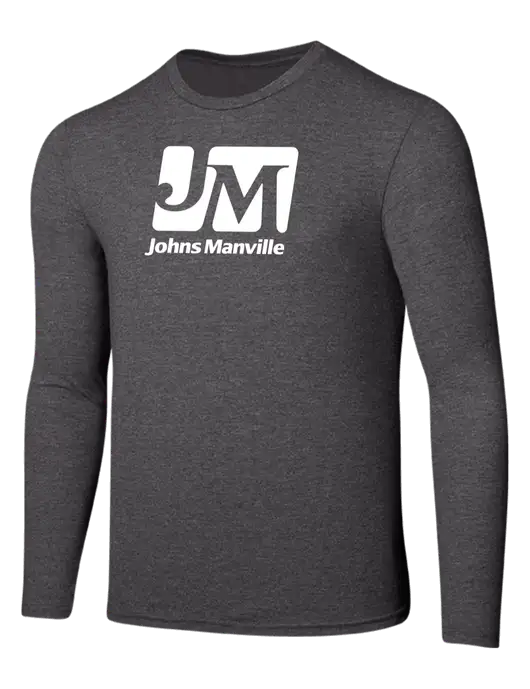 Seriously Soft Heathered Charcoal Long Sleeve T-Shirt w/Johns Manville Logo