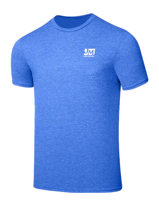 Seriously Soft Heathered Royal T-Shirt w/Johns Manville Logo