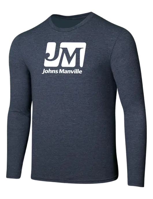 Seriously Soft Heathered Navy Long Sleeve T-Shirt w/Johns Manville Logo