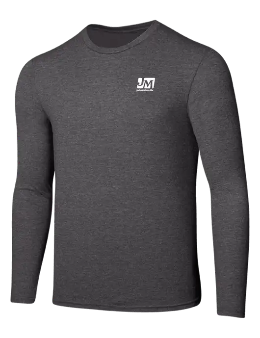 Seriously Soft Heathered Charcoal Long Sleeve T-Shirt w/Johns Manville Logo