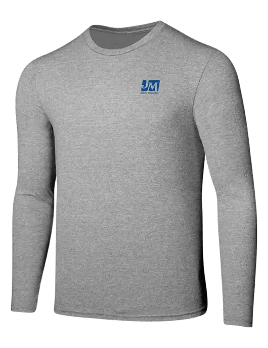 Seriously Soft Light Heathered Grey Long Sleeve T-Shirt w/Johns Manville Logo