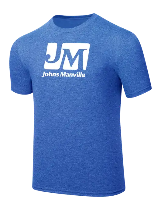 Simply Soft Royal Frost 4.5oz  Poly/Combed Ring Spun Cotton T-Shirt w/Johns Manville Logo