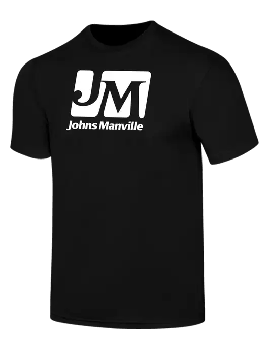 Simply Soft Black 4.5oz  Poly/Combed Ring Spun Cotton T-Shirt w/Johns Manville Logo