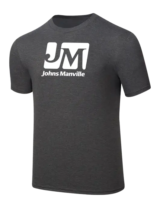 Simply Soft Heathered Charcoal 4.5oz  Poly/Combed Ring Spun Cotton T-Shirt w/Johns Manville Logo