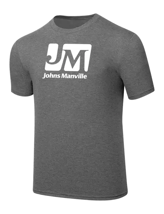Simply Soft Heathered Medium Grey 4.5oz  Poly/Combed Ring Spun Cotton T-Shirt w/Johns Manville Logo