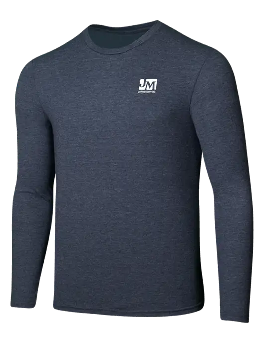 Seriously Soft Heathered Navy Long Sleeve T-Shirt w/Johns Manville Logo