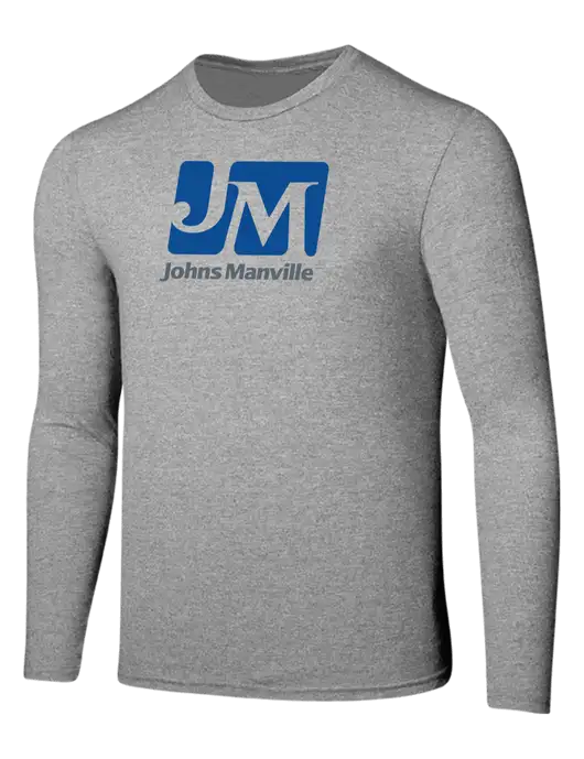 Seriously Soft Light Heathered Grey Long Sleeve T-Shirt w/Johns Manville Logo