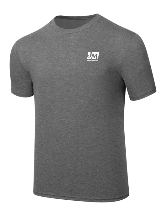 Simply Soft Heathered Medium Grey 4.5oz  Poly/Combed Ring Spun Cotton T-Shirt w/Johns Manville Logo