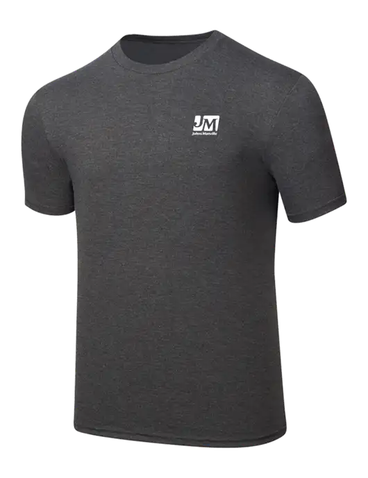 Simply Soft Heathered Charcoal 4.5oz  Poly/Combed Ring Spun Cotton T-Shirt w/Johns Manville Logo