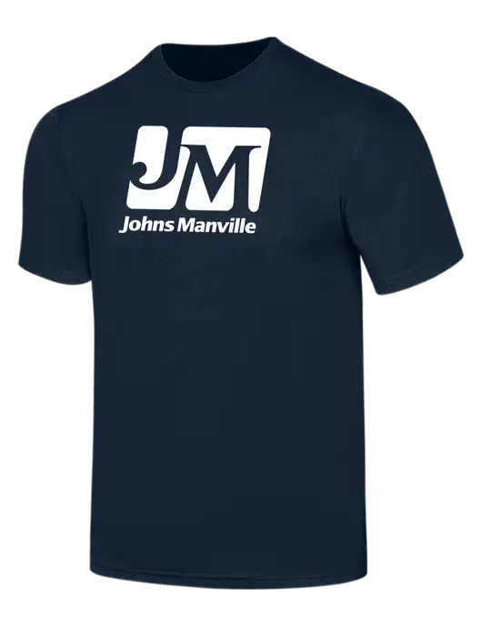 Simply Soft Navy 4.5oz  Poly/Combed Ring Spun Cotton T-Shirt w/Johns Manville Logo