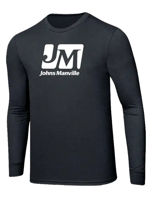 Simply Soft Long Sleeve Black Frost 4.5 oz, Poly/Combed Ring Spun Cotton T-Shirt w/Johns Manville Logo