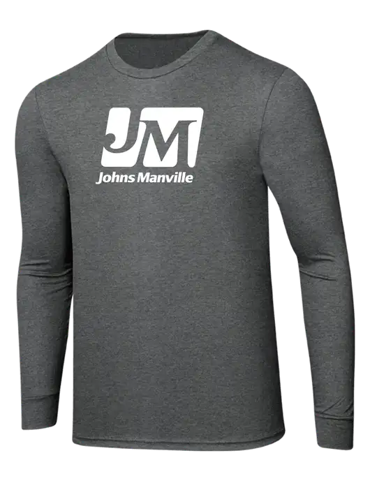 Simply Soft Long Sleeve Medium Grey Frost 4.5 oz, Poly/Combed Ring Spun Cotton T-Shirt w/Johns Manville Logo