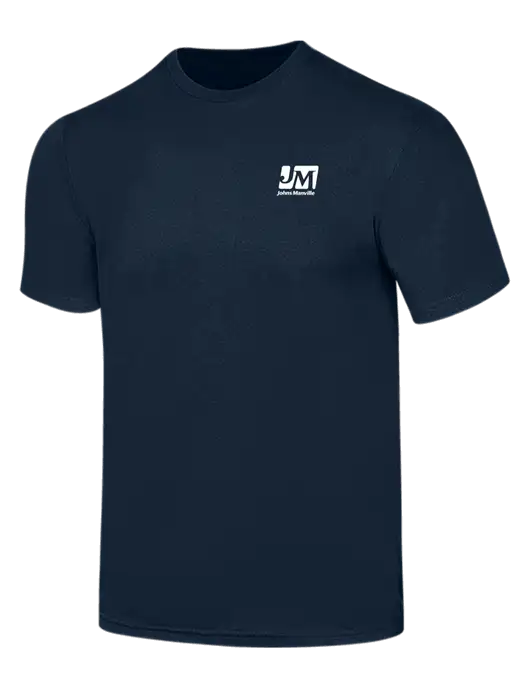 Simply Soft Navy 4.5oz  Poly/Combed Ring Spun Cotton T-Shirt w/Johns Manville Logo