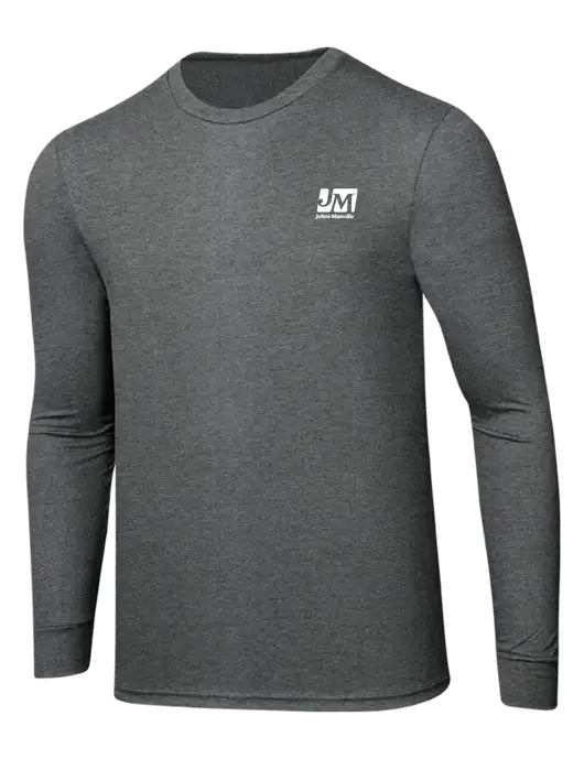Simply Soft Long Sleeve Medium Grey Frost 4.5 oz, Poly/Combed Ring Spun Cotton T-Shirt w/Johns Manville Logo