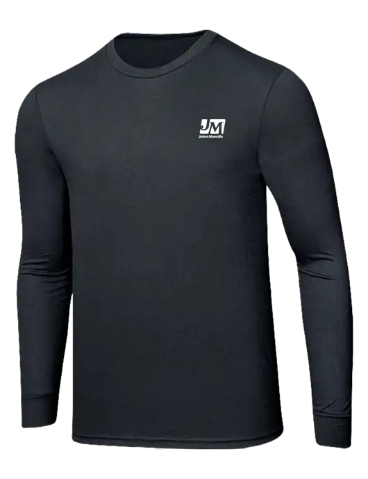 Simply Soft Long Sleeve Black Frost 4.5 oz, Poly/Combed Ring Spun Cotton T-Shirt w/Johns Manville Logo