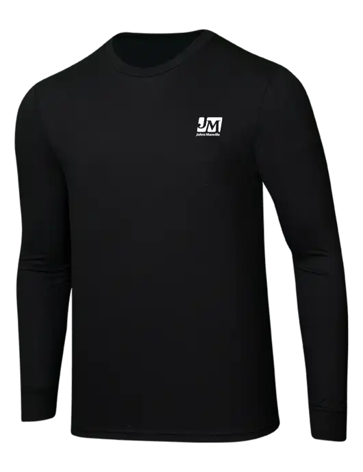Simply Soft Long Sleeve Black 4.5 oz, Poly/Combed Ring Spun Cotton T-Shirt w/Johns Manville Logo