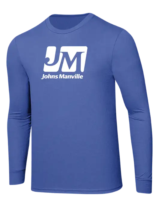 Simply Soft Long Sleeve Royal Frost 4.5 oz, Poly/Combed Ring Spun Cotton T-Shirt w/Johns Manville Logo