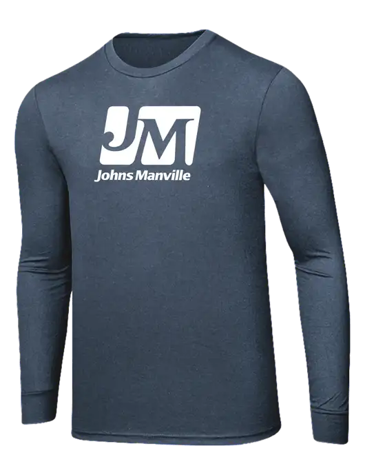 Simply Soft Long Sleeve Navy Frost 4.5 oz, Poly/Combed Ring Spun Cotton T-Shirt w/Johns Manville Logo