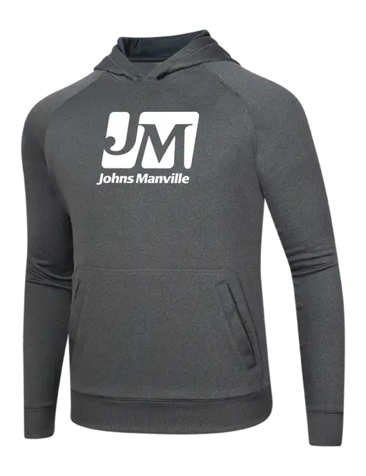 Tech Graphite Heather Fleece Hooded Sweatshirt w/Johns Manville Logo