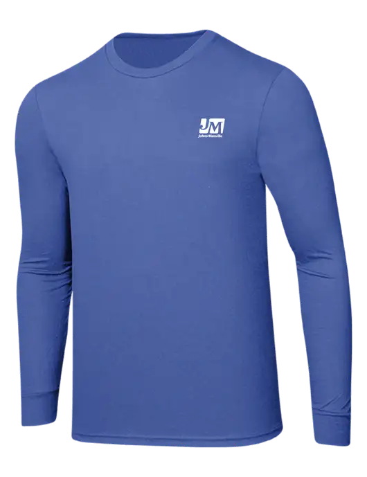 Simply Soft Long Sleeve Royal Frost 4.5 oz, Poly/Combed Ring Spun Cotton T-Shirt w/Johns Manville Logo