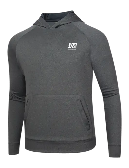Tech Graphite Heather Fleece Hooded Sweatshirt w/Johns Manville Logo