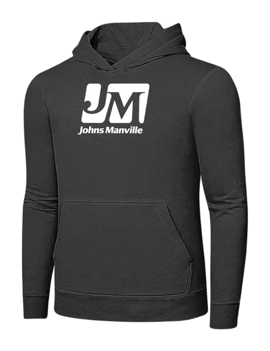 Charcoal 7.8 oz Ring Spun Hooded Sweatshirt w/Johns Manville Logo