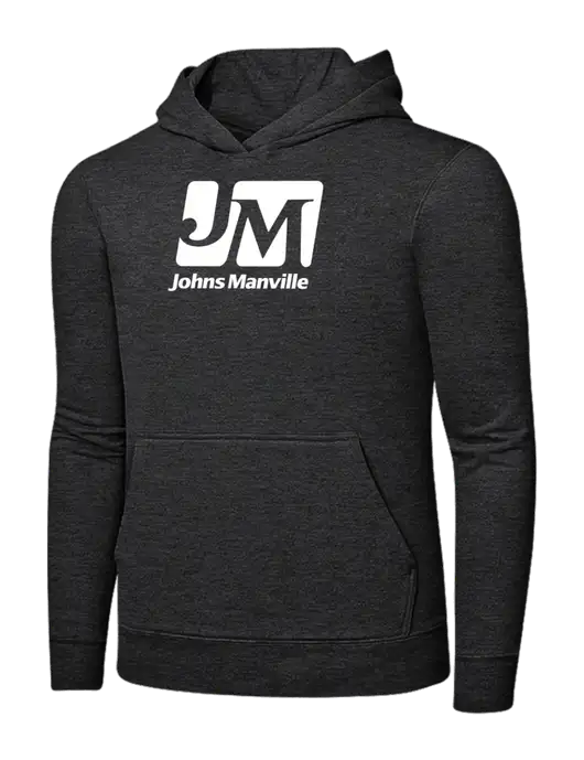 Dark Heather Grey 7.8 oz Ring Spun Hooded Sweatshirt w/Johns Manville Logo