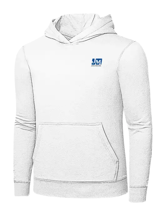 White 7.8 oz Ring Spun Hooded Sweatshirt w/Johns Manville Logo