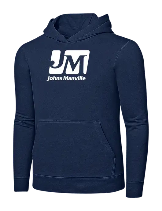 Navy 7.8 oz Ring Spun Hooded Sweatshirt w/Johns Manville Logo