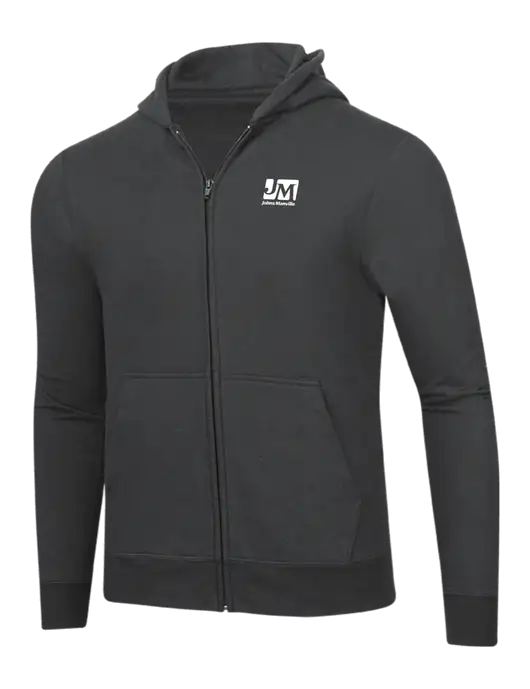 Charcoal 8.5 oz Ring Spun Zip Hooded Sweatshirt w/Johns Manville Logo