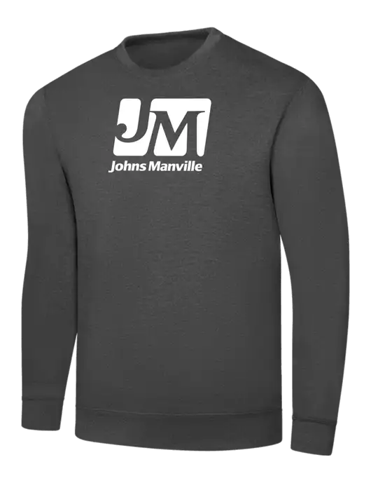 Charcoal 7.8 oz Ring Spun Crew Sweatshirt w/Johns Manville Logo