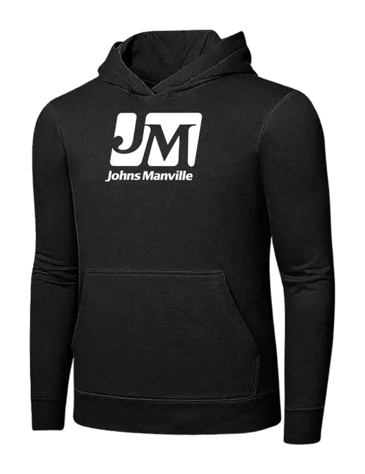 Jet Black 7.8 oz Ring Spun Hooded Sweatshirt w/Johns Manville Logo