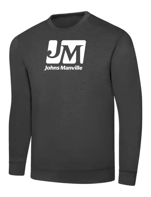 Dark Heather Grey 7.8 oz Ring Spun Crew Sweatshirt w/Johns Manville Logo