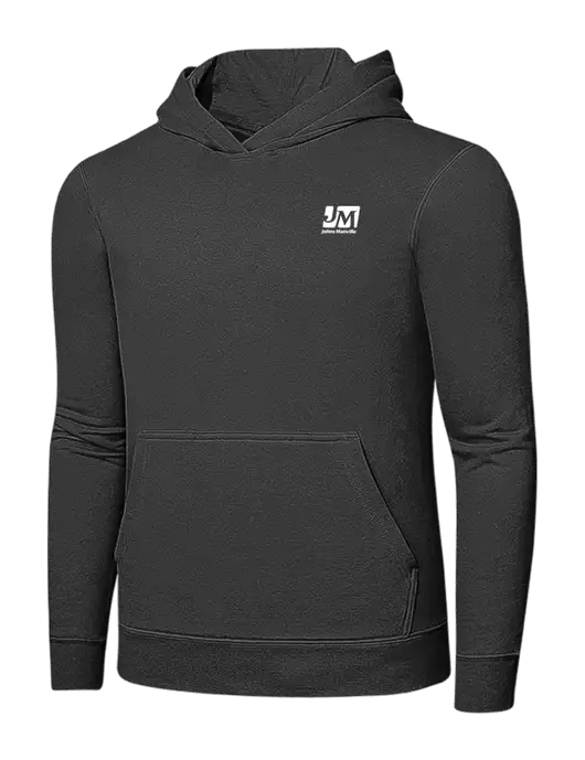 Charcoal 7.8 oz Ring Spun Hooded Sweatshirt w/Johns Manville Logo