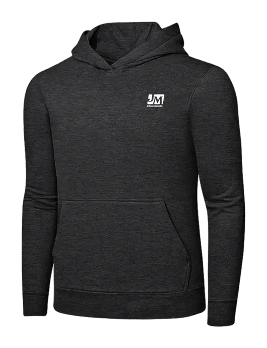 Dark Heather Grey 7.8 oz Ring Spun Hooded Sweatshirt w/Johns Manville Logo