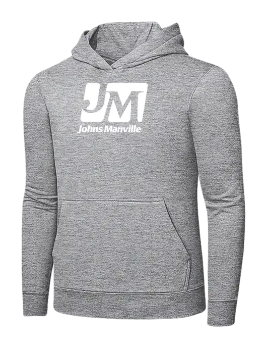 Light Grey Heather 7.8 oz Ring Spun Hooded Sweatshirt w/Johns Manville Logo