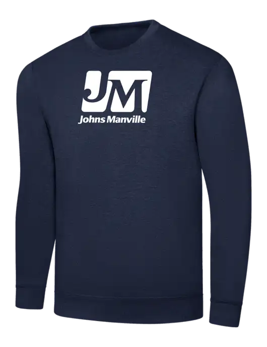 Navy 7.8 oz Ring Spun Crew Sweatshirt w/Johns Manville Logo