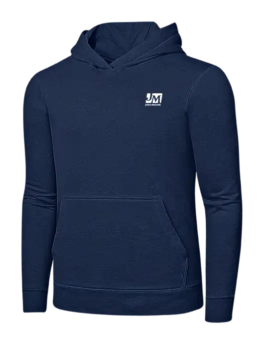 Navy 7.8 oz Ring Spun Hooded Sweatshirt w/Johns Manville Logo